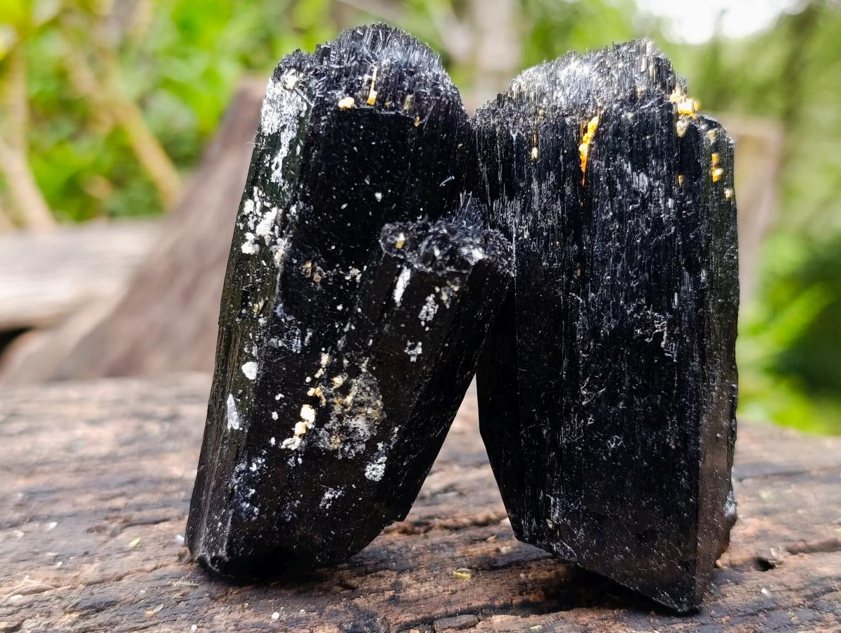 Natural Schorl Black Tourmaline Specimens x 6 From Erongo, Namibia - Toprock Gemstones and Minerals 