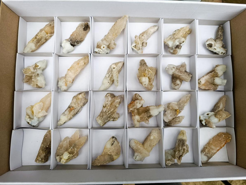 Natural Drusy Quartz Coated Calcite Pseudomorph Specimens x 24 From Albert's Mountain, Lesotho - Toprock Gemstones and Minerals 
