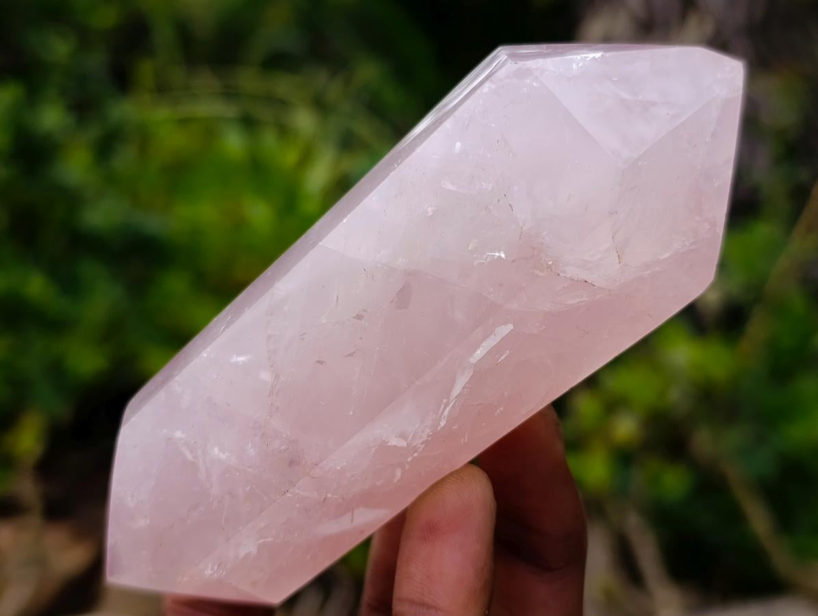 Polished Double Terminated Gemmy Rose Quartz Crystals x 6 From Madagascar - Toprock Gemstones and Minerals 