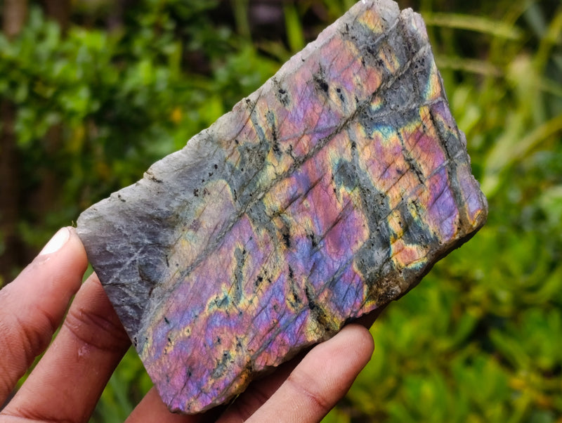 Polished Rare Purple Sunset Flash Labradorite Slices x 6 From Madagascar - Toprock Gemstones and Minerals 