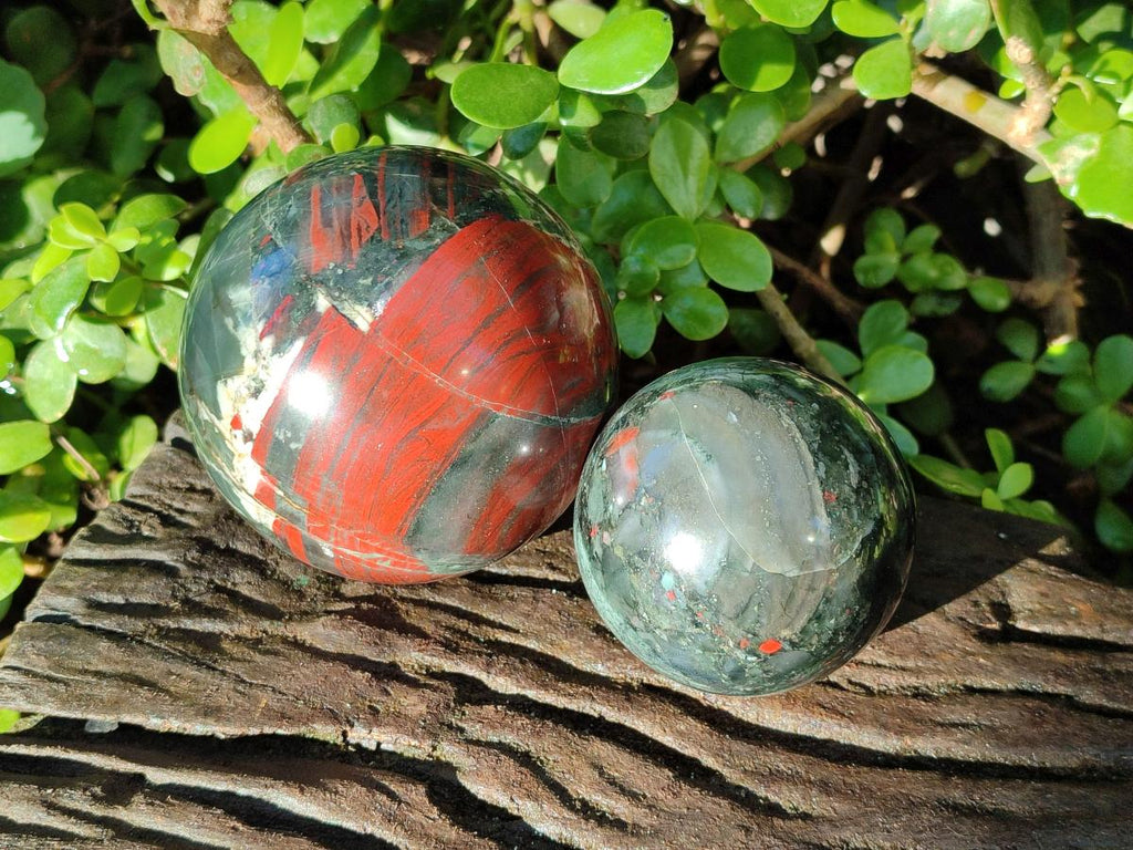 Polished Bloodstone Spheres x 2 From Swaziland - Toprock Gemstones and Minerals 