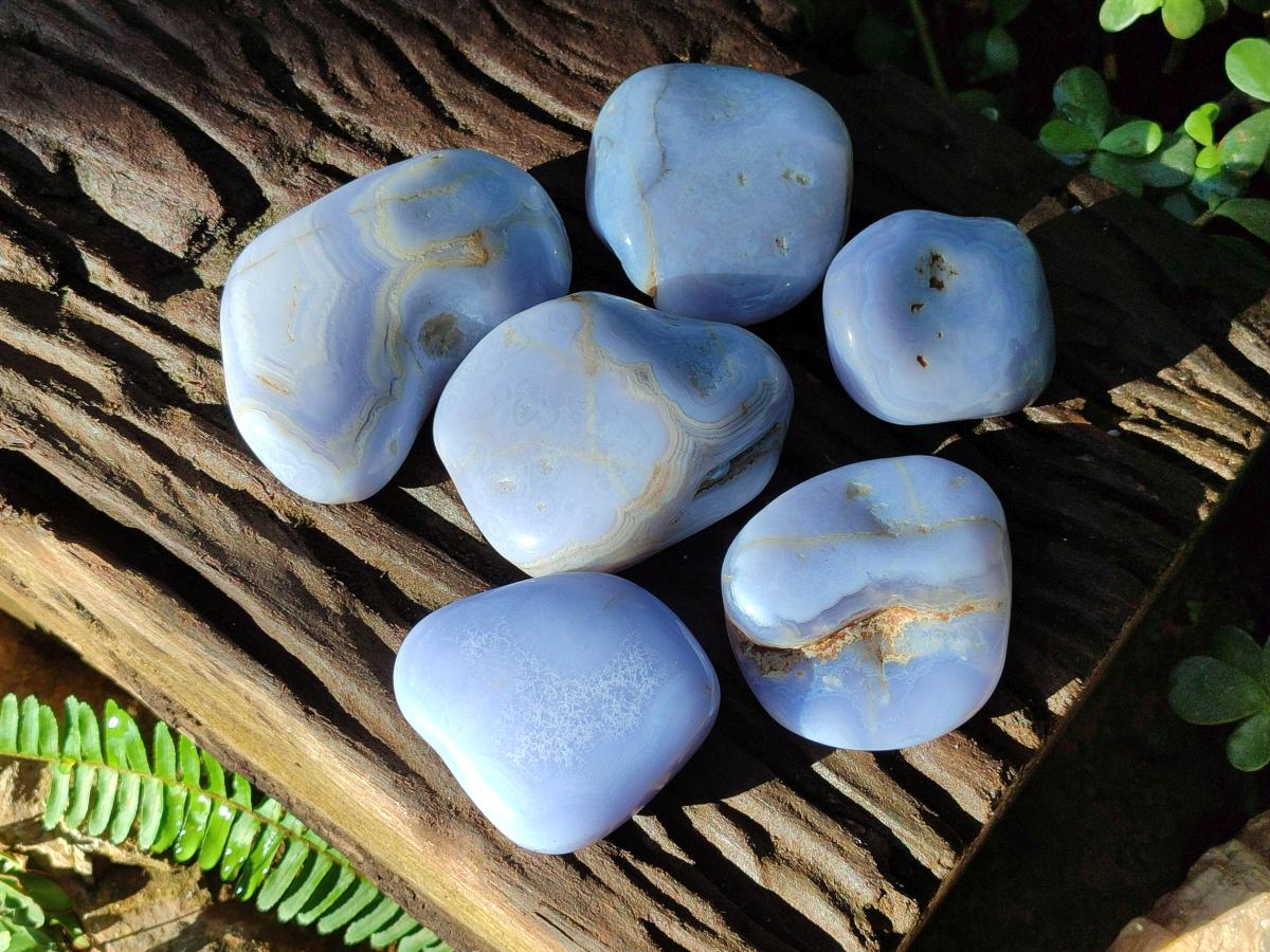 Polished Blue Lace Agate Free Forms x 6 From Nsanje, Malawi - Toprock Gemstones and Minerals 