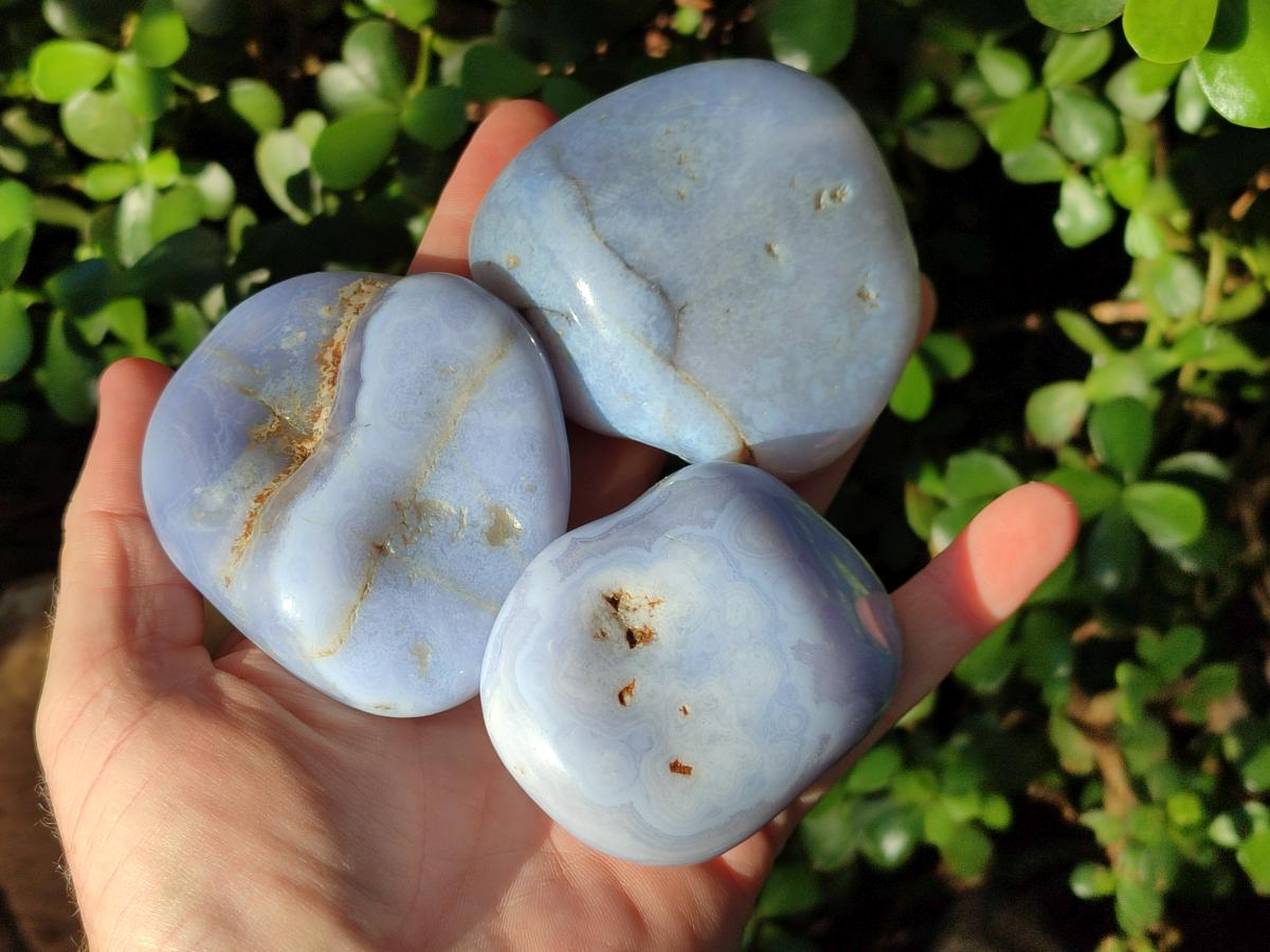 Polished Blue Lace Agate Free Forms x 6 From Nsanje, Malawi - Toprock Gemstones and Minerals 
