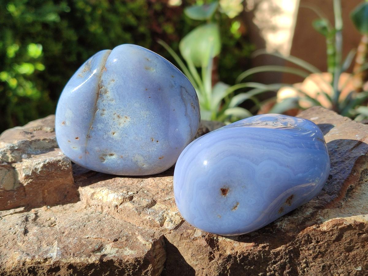 Polished Blue Lace Agate Free Forms x 6 From Nsanje, Malawi - Toprock Gemstones and Minerals 