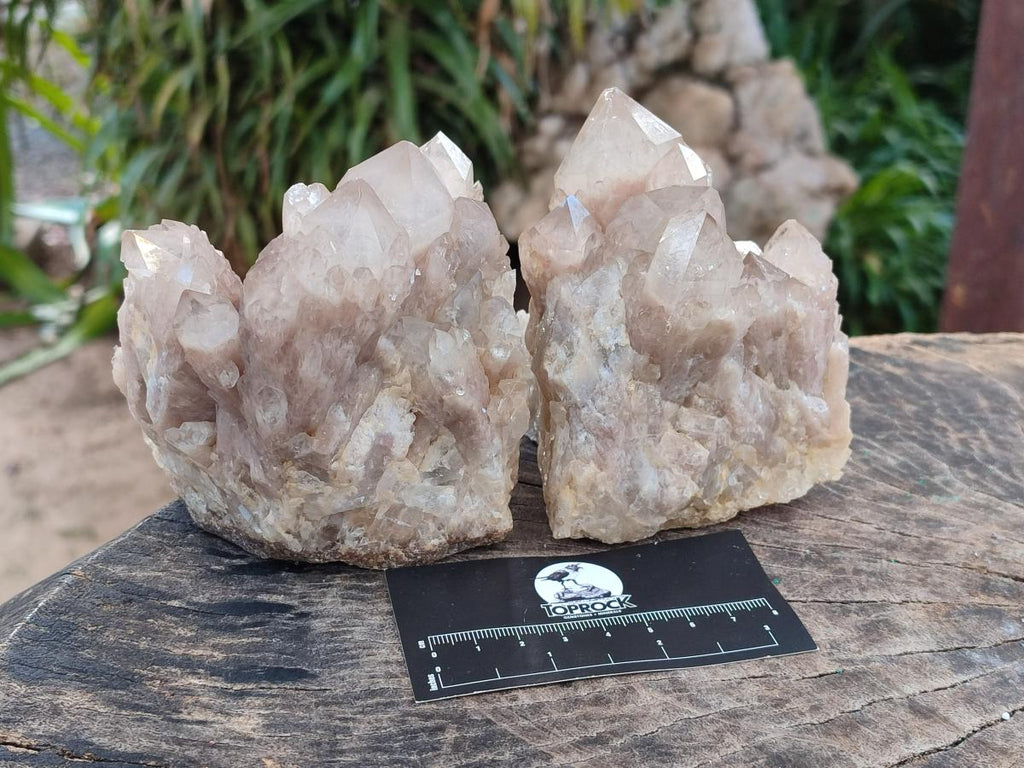 Natural Cascading White Phantom Smokey Luena Quartz Clusters x 2 From Luena, Congo - Toprock Gemstones and Minerals 