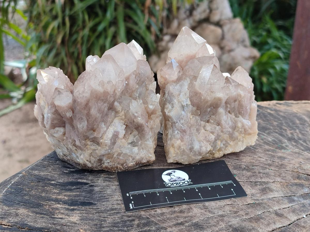Natural Cascading White Phantom Smokey Luena Quartz Clusters x 2 From Luena, Congo - Toprock Gemstones and Minerals 
