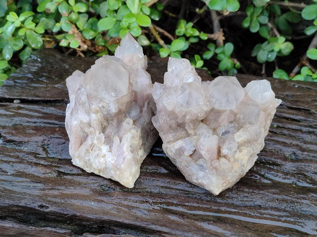 Natural Cascading White Phantom Smokey Luena Quartz Clusters x 2 From Luena, Congo - Toprock Gemstones and Minerals 