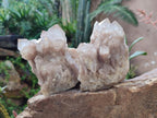 Natural Cascading White Phantom Smokey Luena Quartz Clusters x 2 From Luena, Congo - Toprock Gemstones and Minerals 