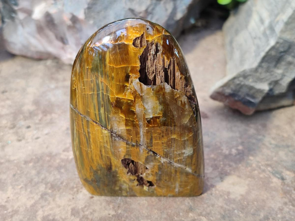 Polished Golden Tigers Eye Standing Display Pieces x 3 From Prieska, South Africa - Toprock Gemstones and Minerals 