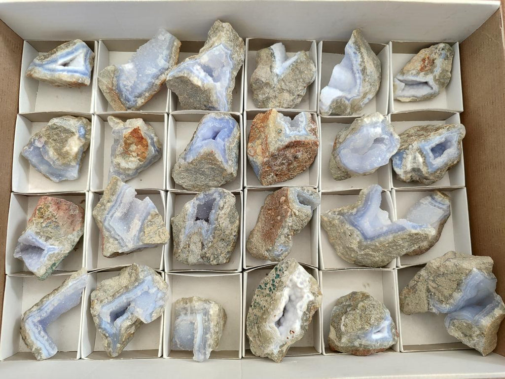 Natural Blue Lace Agate Specimens x 24 From Nsanje, Malawi - Toprock Gemstones and Minerals 