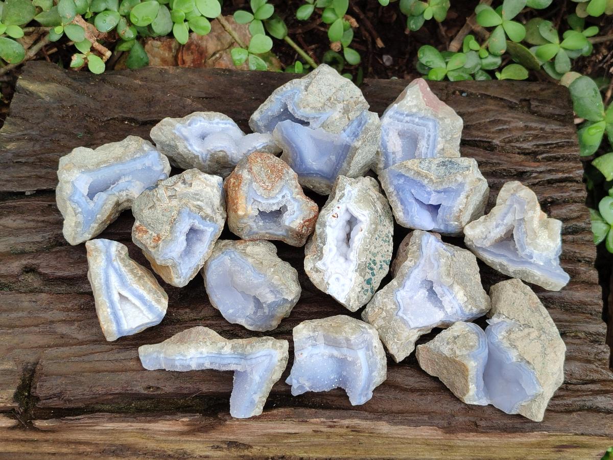Natural Blue Lace Agate Specimens x 24 From Nsanje, Malawi - Toprock Gemstones and Minerals 