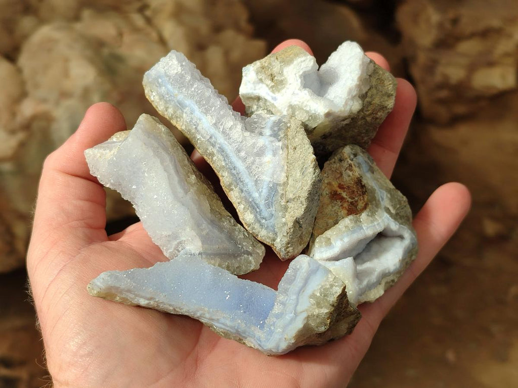 Natural Blue Lace Agate Specimens x 24 From Nsanje, Malawi - Toprock Gemstones and Minerals 