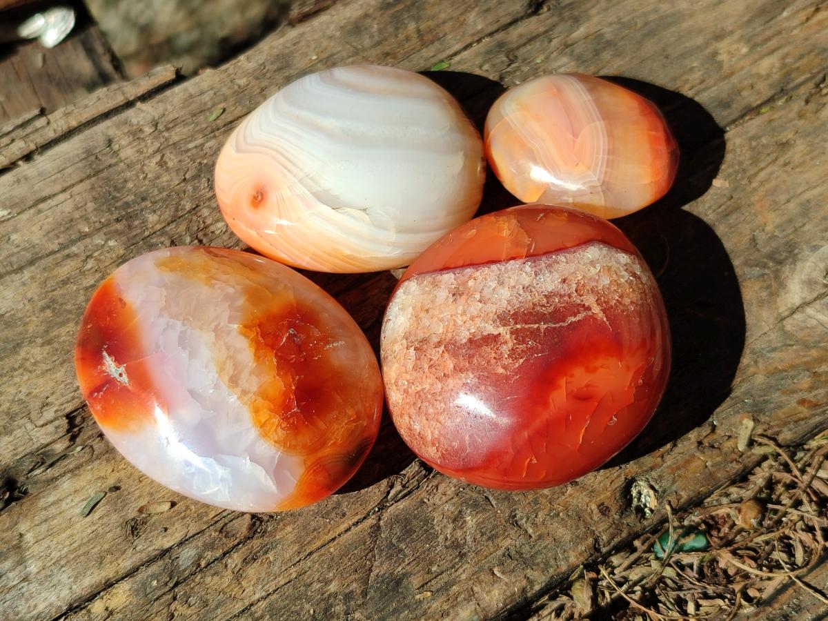 Polished Carnelian Agate Gemstone Galets x 35 From Madagascar - Toprock Gemstones and Minerals 