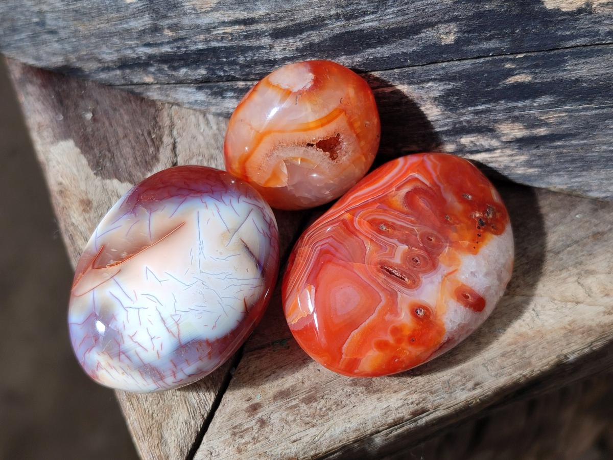 Polished Carnelian Agate Gemstone Galets x 35 From Madagascar - Toprock Gemstones and Minerals 