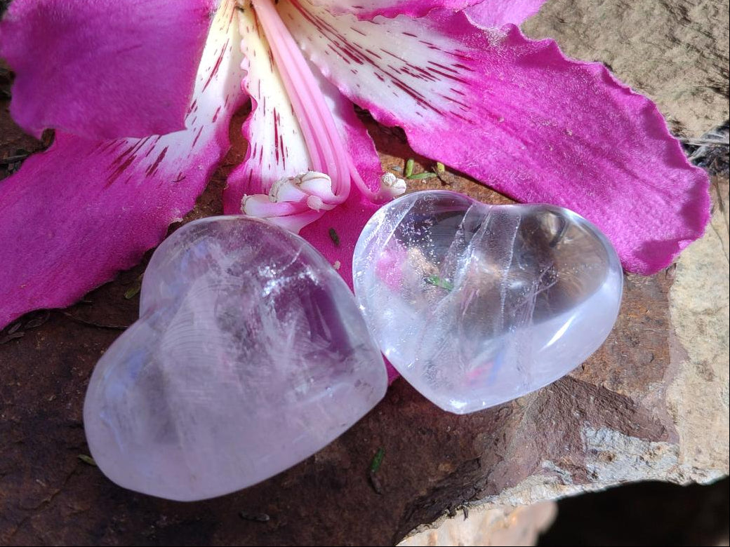 Polished Girasol Pearl Quartz Hearts x 35 From Ambatondrazaka, Madagascar - Toprock Gemstones and Minerals 