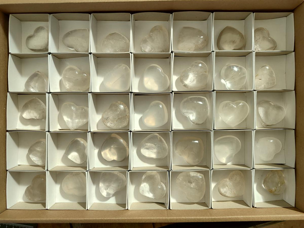 Polished Girasol Pearl Quartz Hearts x 35 From Ambatondrazaka, Madagascar - Toprock Gemstones and Minerals 