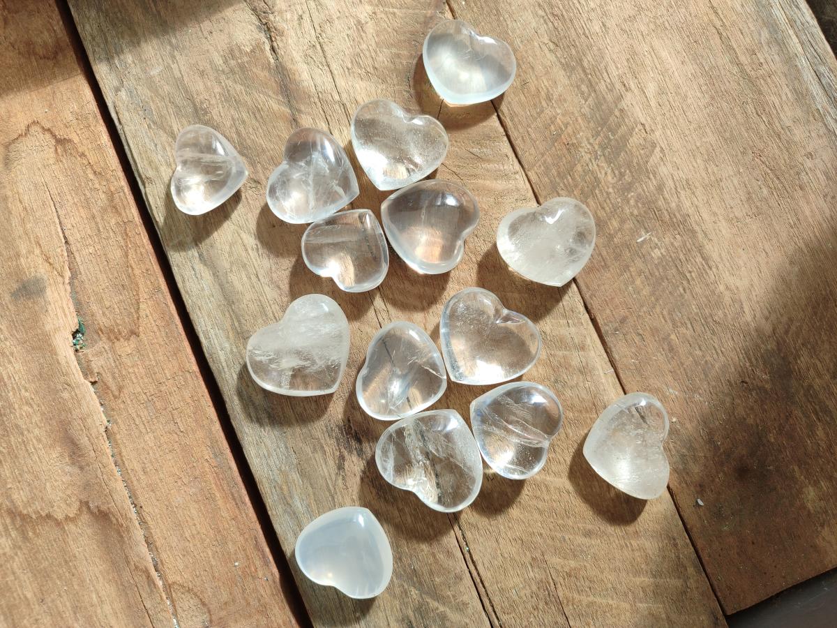 Polished Girasol Pearl Quartz Hearts x 35 From Ambatondrazaka, Madagascar - Toprock Gemstones and Minerals 