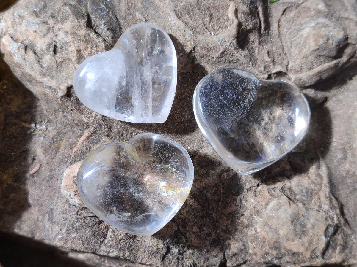 Polished Girasol Pearl Quartz Hearts x 35 From Ambatondrazaka, Madagascar - Toprock Gemstones and Minerals 