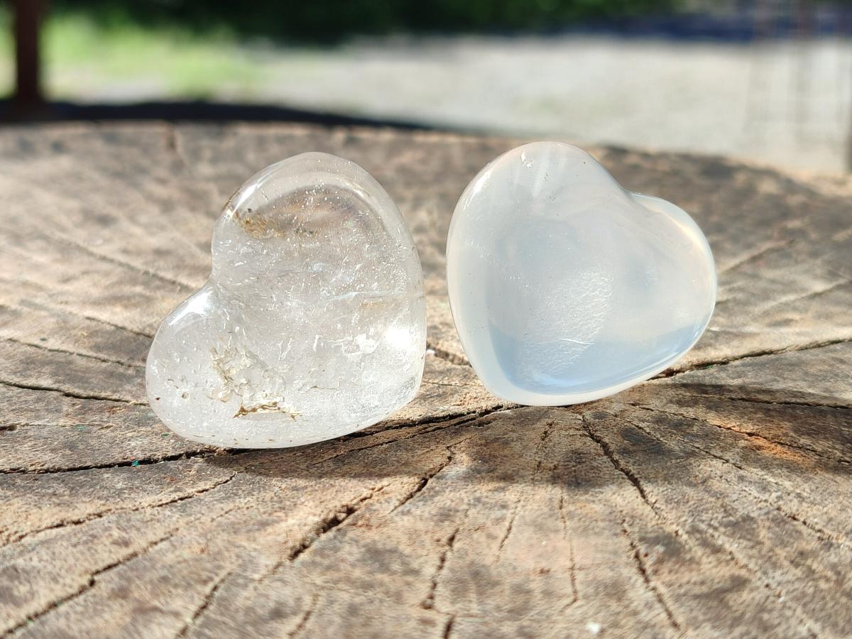 Polished Girasol Pearl Quartz Hearts x 35 From Ambatondrazaka, Madagascar - Toprock Gemstones and Minerals 