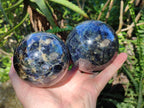 Polished Blue Iolite "Water Sapphire" Spheres x 2 From Madagascar - Toprock Gemstones and Minerals 