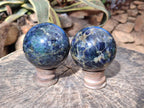 Polished Blue Iolite "Water Sapphire" Spheres x 2 From Madagascar - Toprock Gemstones and Minerals 