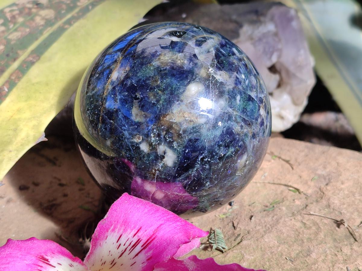 Polished Blue Iolite "Water Sapphire" Spheres x 2 From Madagascar - Toprock Gemstones and Minerals 