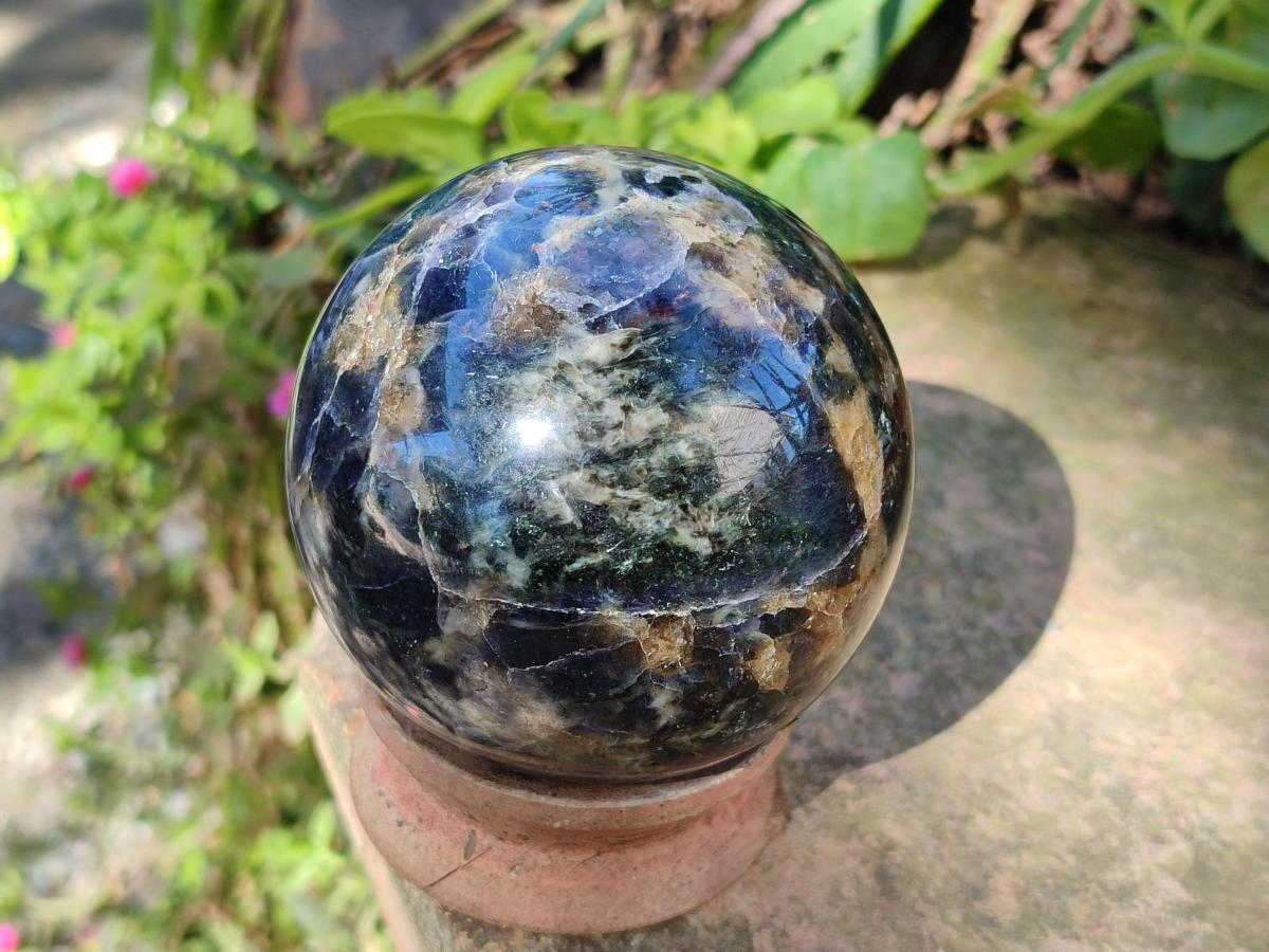 Polished Blue Iolite "Water Sapphire" Spheres x 2 From Madagascar - Toprock Gemstones and Minerals 
