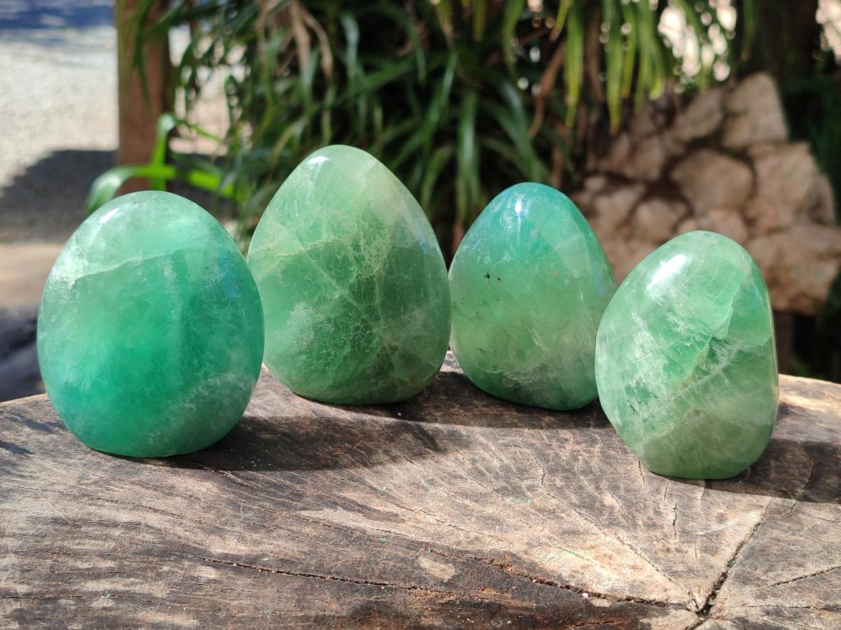 Polished Watermelon Fluorite Standing Display Pieces x 4 From Uis, Namibia - Toprock Gemstones and Minerals 
