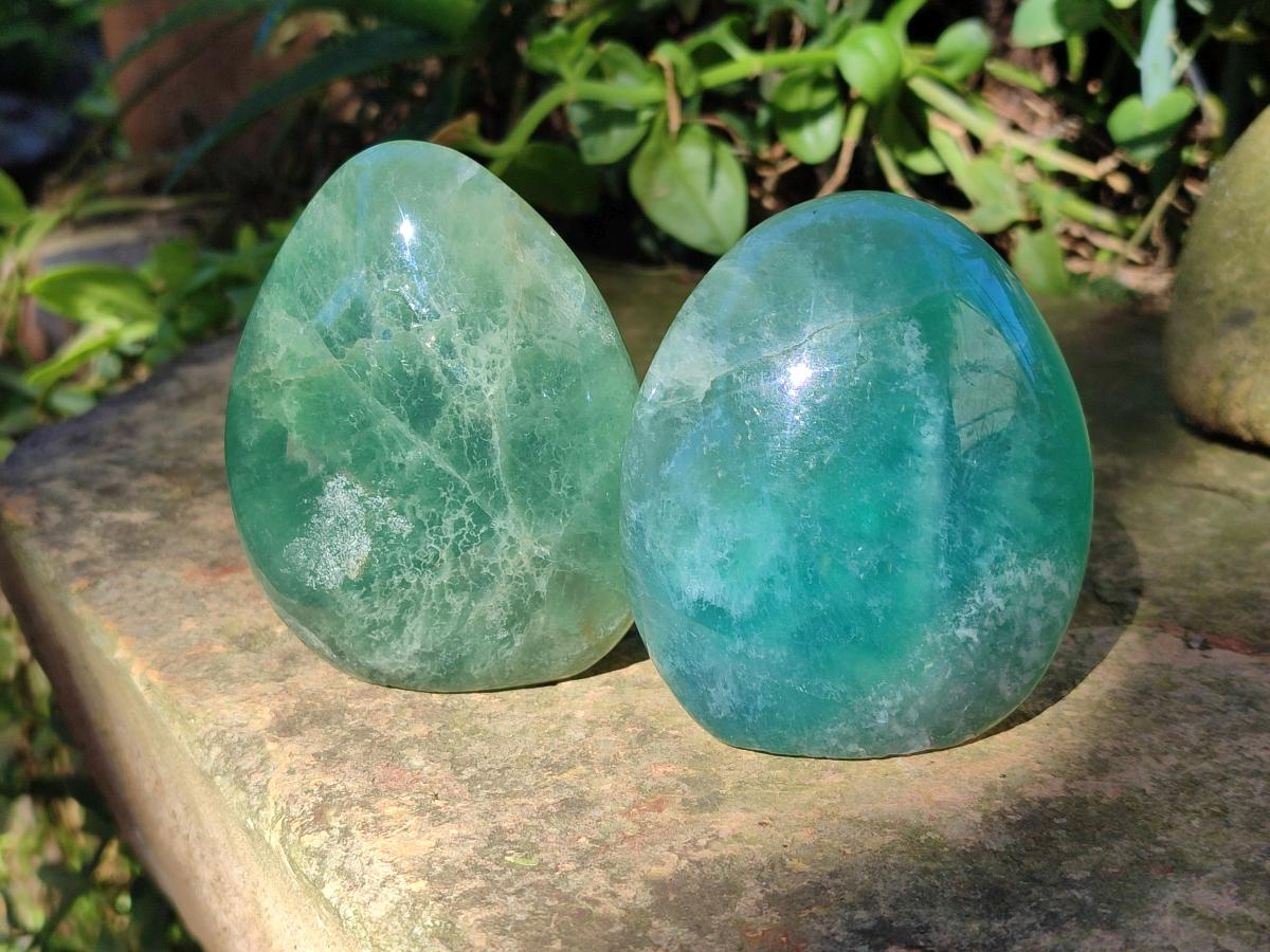 Polished Watermelon Fluorite Standing Display Pieces x 4 From Uis, Namibia - Toprock Gemstones and Minerals 