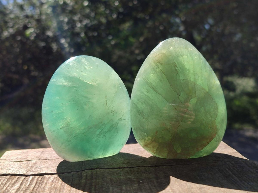 Polished Watermelon Fluorite Standing Display Pieces x 4 From Uis, Namibia - Toprock Gemstones and Minerals 