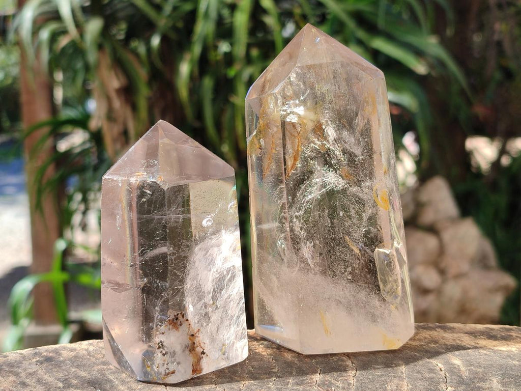 Polished Large Clear Smokey Quartz Display Crystals x 2 From Madagascar - Toprock Gemstones and Minerals 