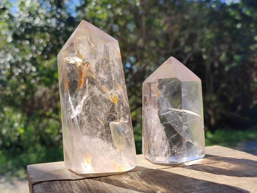 Polished Large Clear Smokey Quartz Display Crystals x 2 From Madagascar - Toprock Gemstones and Minerals 