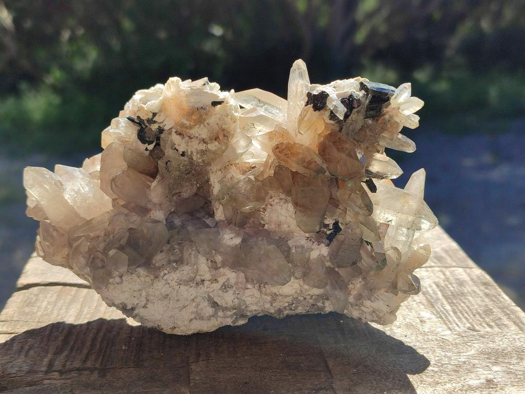 Natural Smokey Quartz and Black Tourmaline Specimens x 2 From Erongo, Namibia - Toprock Gemstones and Minerals 