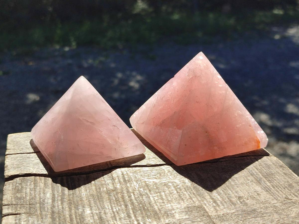 Polished Gemmy Rose Quartz Pyramids x 4 From Madagascar - Toprock Gemstones and Minerals 