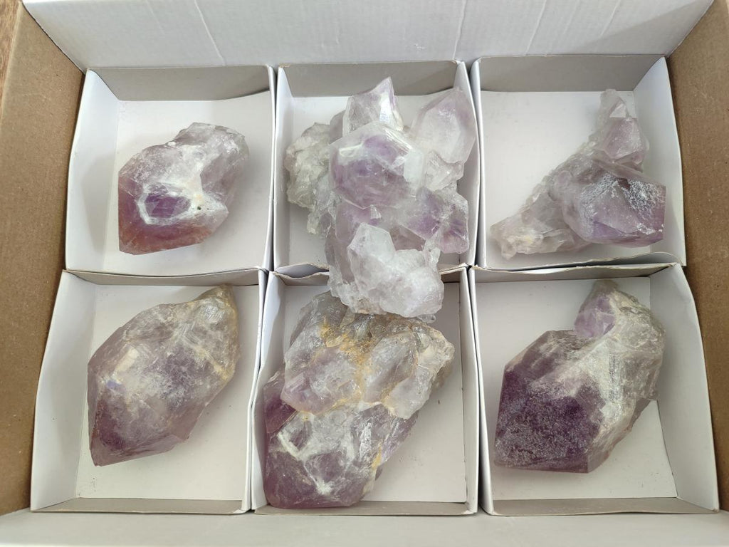 Natural Jacaranda Amethyst Crystals and Clusters x 6 From Mumbwa, Zambia - Toprock Gemstones and Minerals 