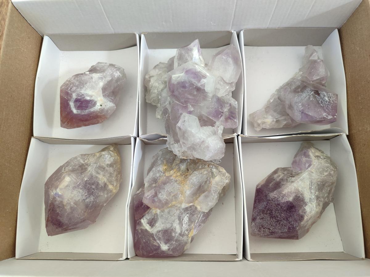 Natural Jacaranda Amethyst Crystals and Clusters x 6 From Mumbwa, Zambia - Toprock Gemstones and Minerals 