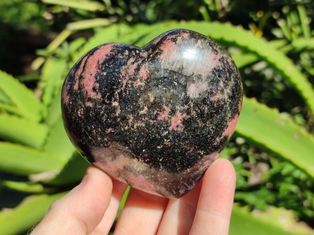 Polished Rhodonite Gemstone Hearts x 3 From Ambindavato, Madagascar - Toprock Gemstones and Minerals 