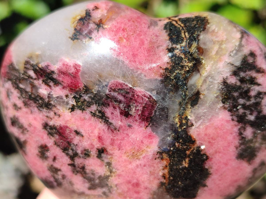 Polished Rhodonite Gemstone Hearts x 3 From Ambindavato, Madagascar - Toprock Gemstones and Minerals 
