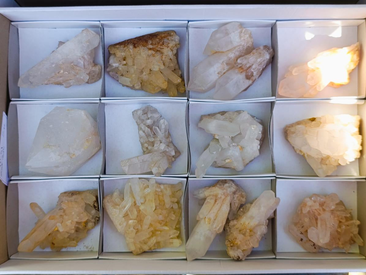 Natural Malagasy Quartz Crystal Clusters x 12 From Madagascar - Toprock Gemstones and Minerals 