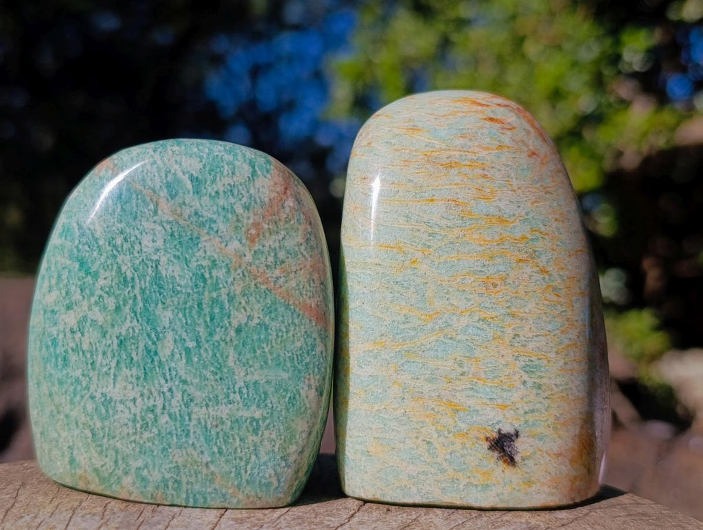 Polished Amazonite Standing Display Pieces x 6 From Madagascar - Toprock Gemstones and Minerals 