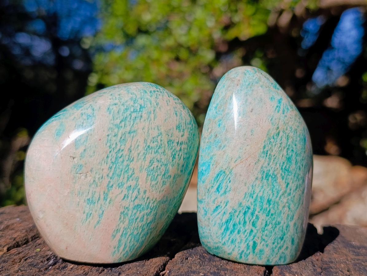 Polished Amazonite Standing Display Pieces x 6 From Madagascar - Toprock Gemstones and Minerals 