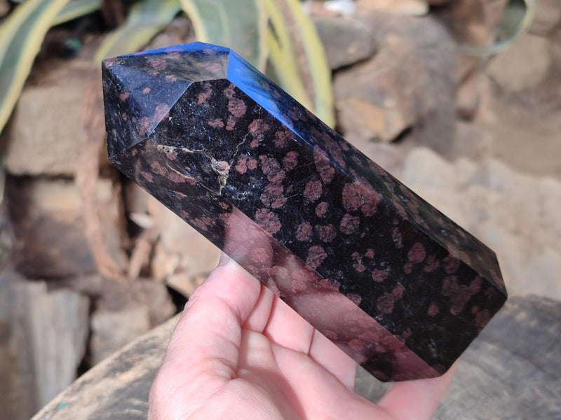 Polished Rare "Water Sapphire" Standing Display Piece and Display Crystal with Sillimanite Spots x 2 From Ambatofinandrahana, Madagascar - Toprock Gemstones and Minerals 