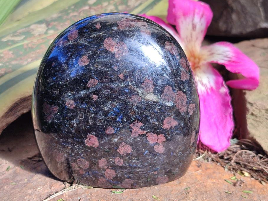Polished Rare "Water Sapphire" Standing Display Piece and Display Crystal with Sillimanite Spots x 2 From Ambatofinandrahana, Madagascar - Toprock Gemstones and Minerals 