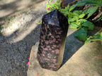 Polished Rare "Water Sapphire" Standing Display Piece and Display Crystal with Sillimanite Spots x 2 From Ambatofinandrahana, Madagascar - Toprock Gemstones and Minerals 