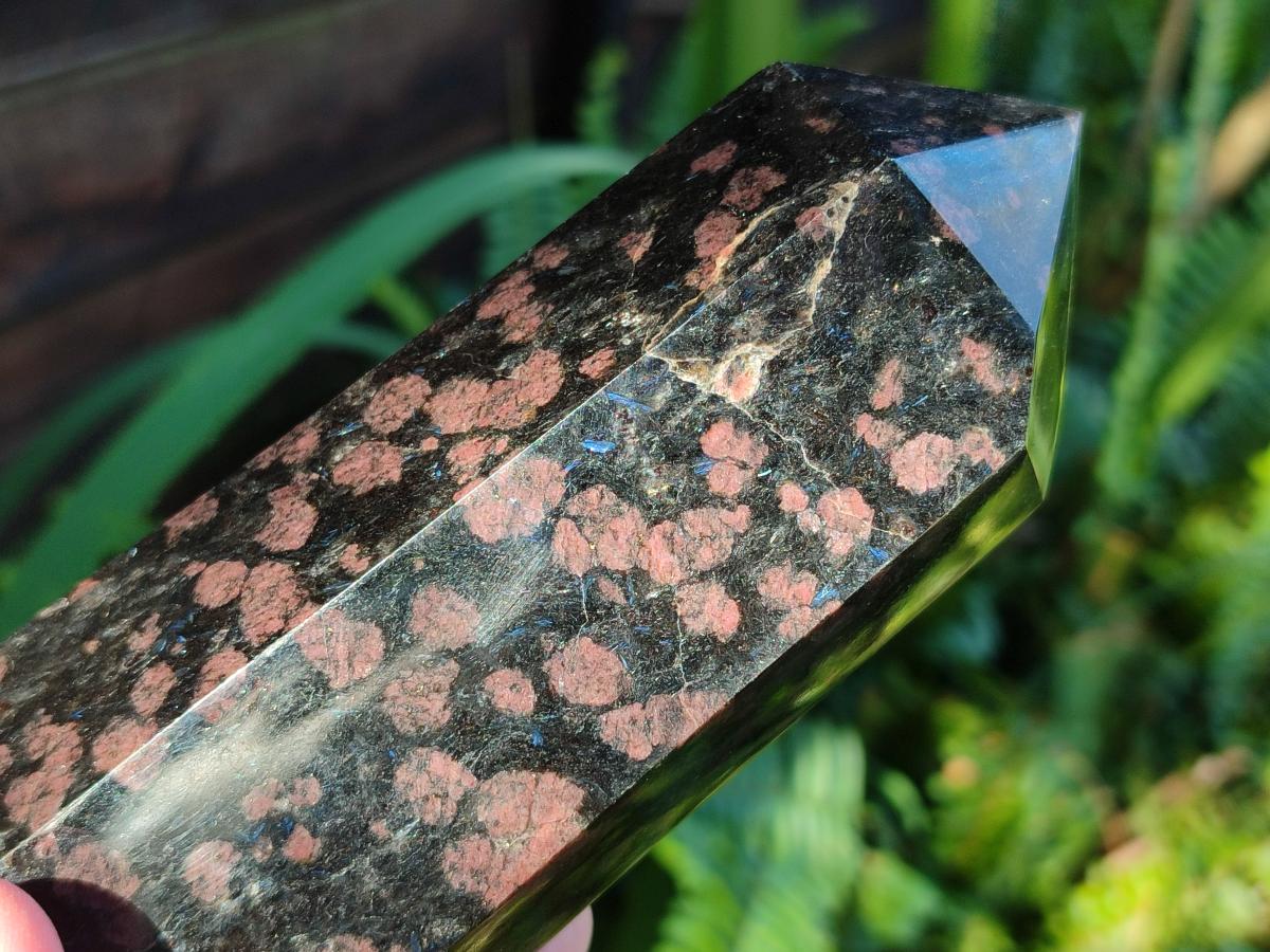 Polished Rare "Water Sapphire" Standing Display Piece and Display Crystal with Sillimanite Spots x 2 From Ambatofinandrahana, Madagascar - Toprock Gemstones and Minerals 