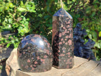 Polished Rare "Water Sapphire" Standing Display Piece and Display Crystal with Sillimanite Spots x 2 From Ambatofinandrahana, Madagascar - Toprock Gemstones and Minerals 