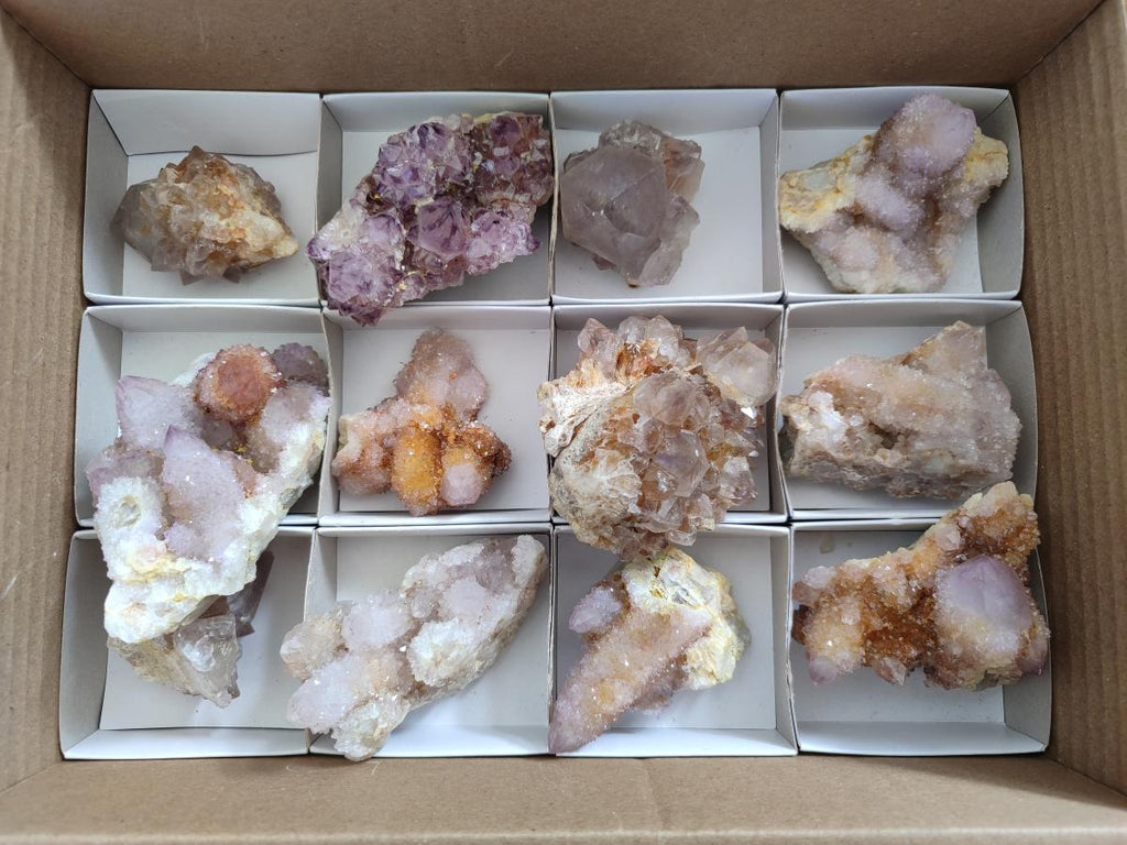 Natural Mixed Spirit Amethyst Clusters x 12 From Boekenhouthoek, South Africa - Toprock Gemstones and Minerals 