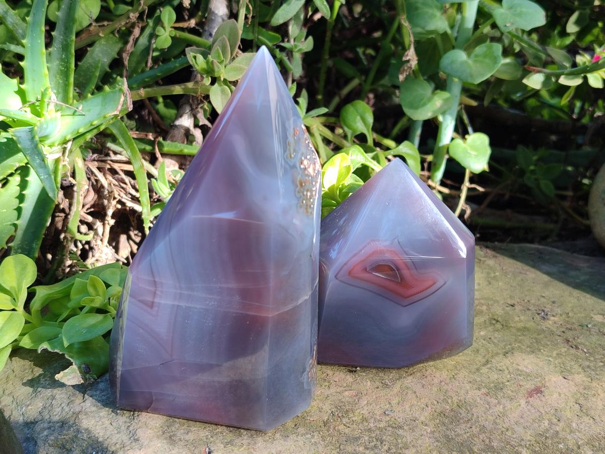 Polished Strawberry Agate Display Crystal Points x 3 From Mozambique - Toprock Gemstones and Minerals 