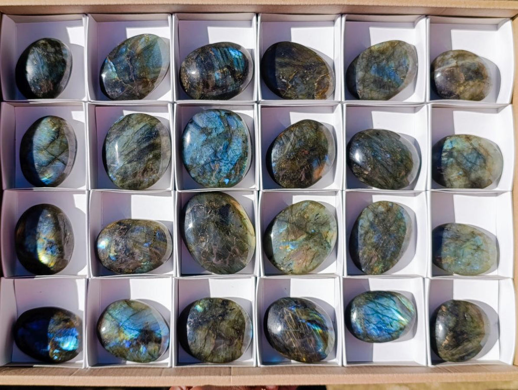Polished Labradorite Palm Stones x 24 From Madagascar - Toprock Gemstones and Minerals 