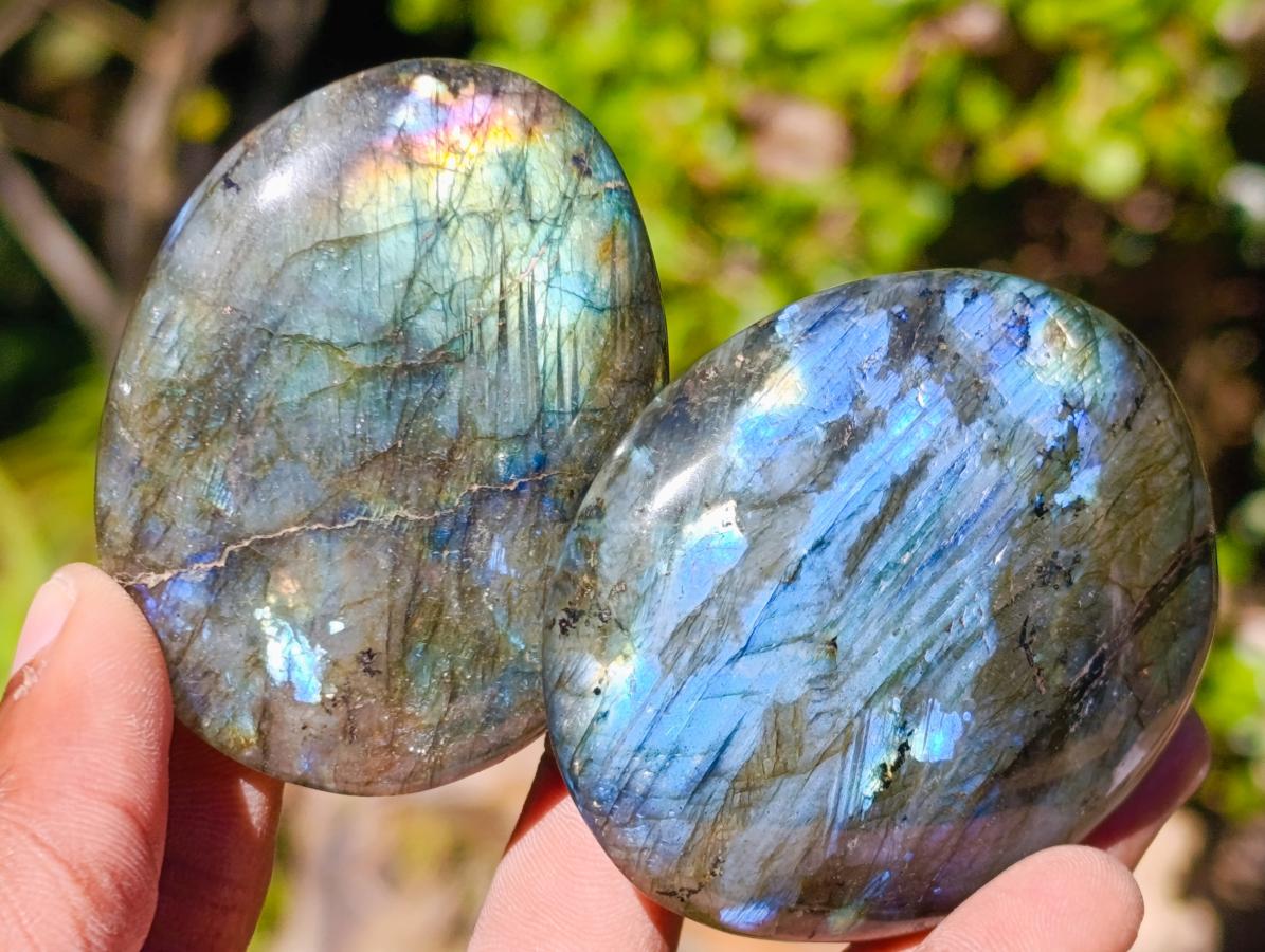 Polished Labradorite Palm Stones x 24 From Madagascar - Toprock Gemstones and Minerals 